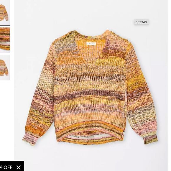 Loft Lou & Grey Spiced Sweater Size XS Autumn Warm Rainbow Knit striped - Picture 1 of 9
